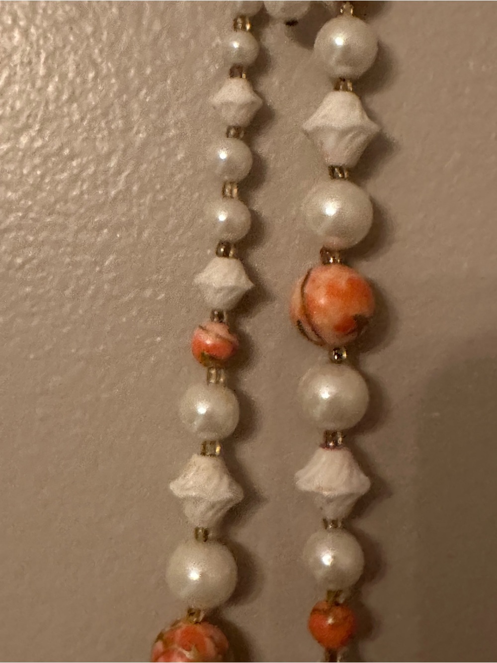 Pearl and Coral Accent Necklace in White and Orange